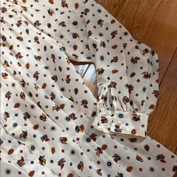 Vintage - Floral Patterned Cream Shirt size 8 - Picture 6 of 6